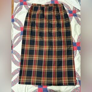 Elegant Plaid Pencil Skirt - Black and Brown